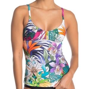 Trina Turk Amazonia Tropical Tankini Swimsuit Top 8